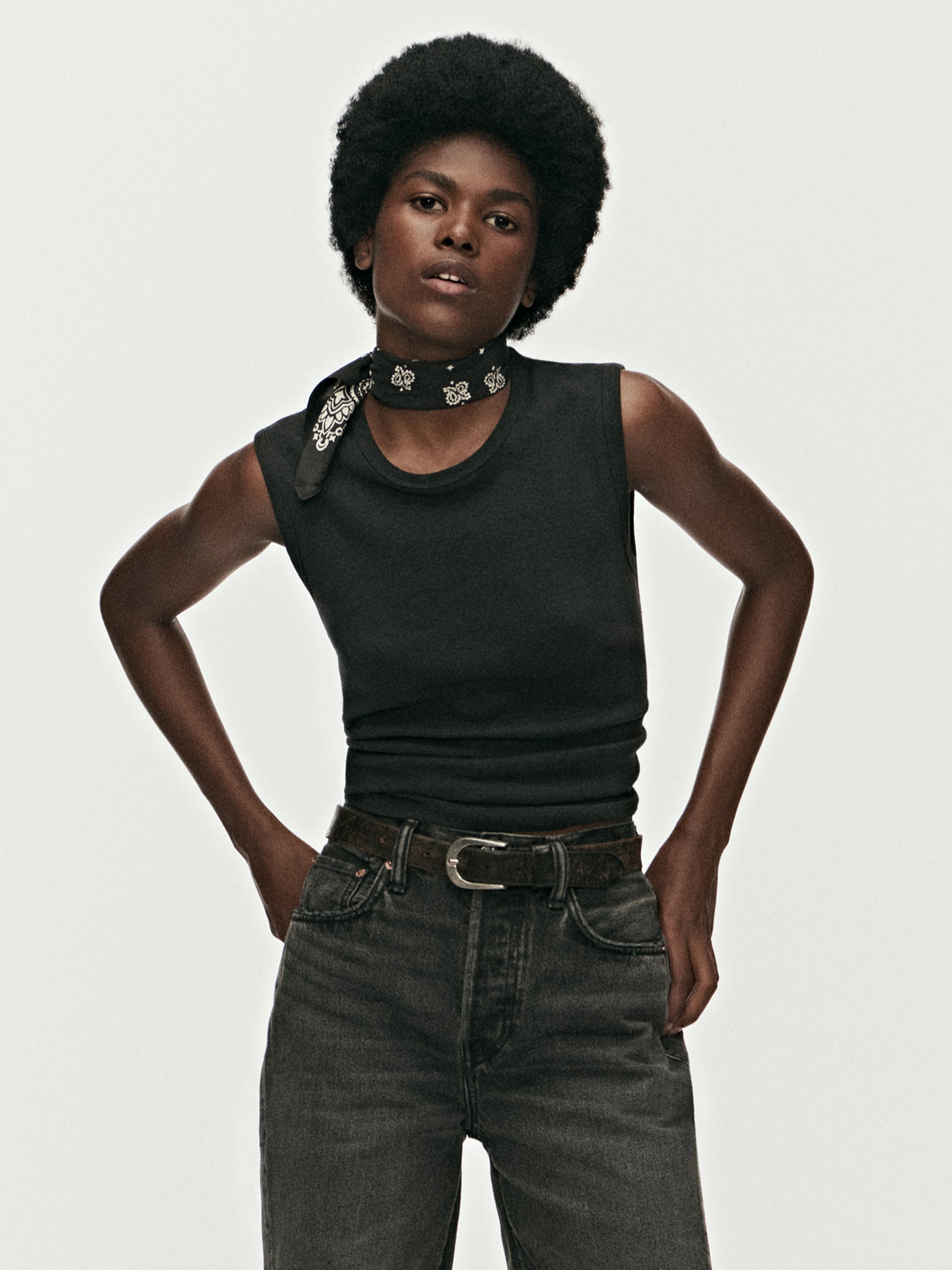 Alternative view of Soft Black Heirloom Rib Muscle Tank