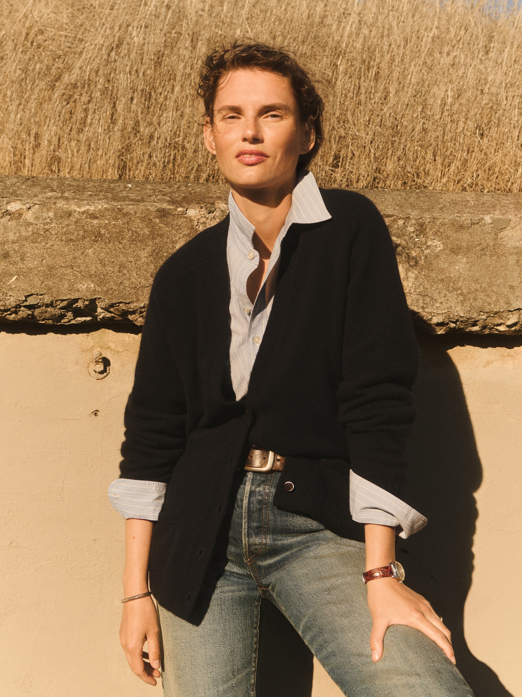 Alternative view of Midnight California Cashmere Slouchy Cardigan