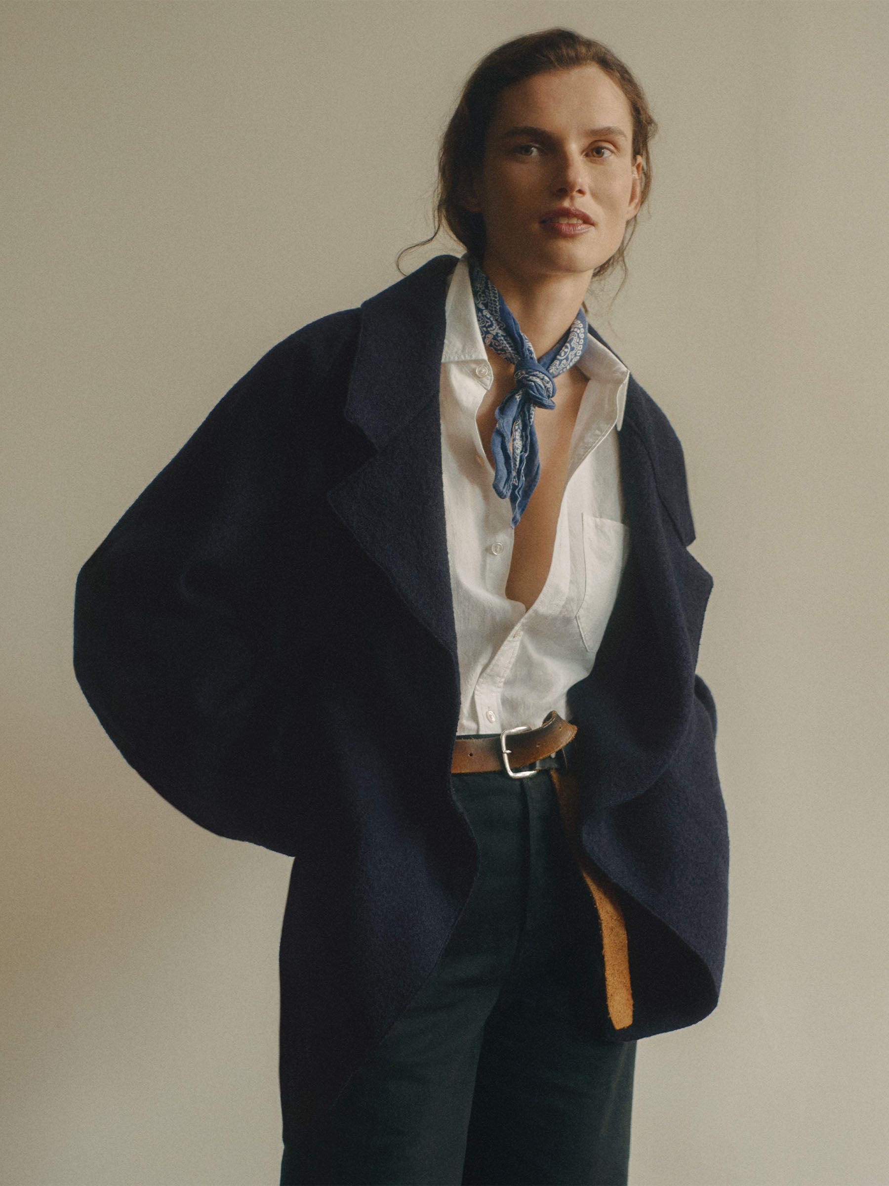 Alternative view of Navy Felted Wool Blanket Coat