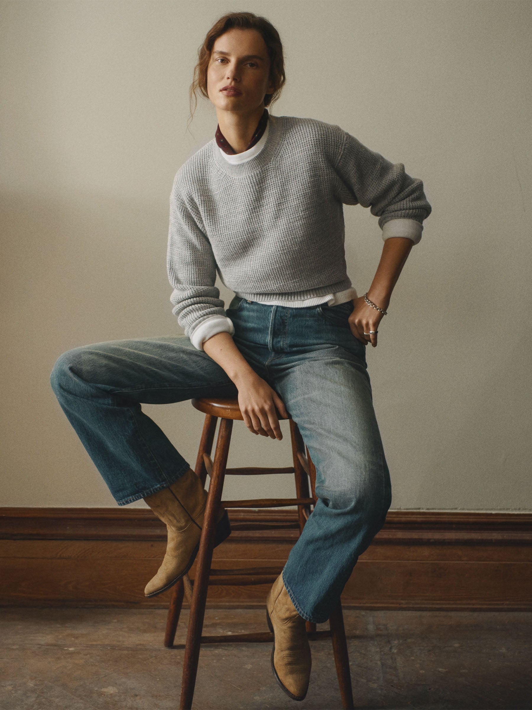 Alternative view of Heather Grey Seafarer Shrunken Crew